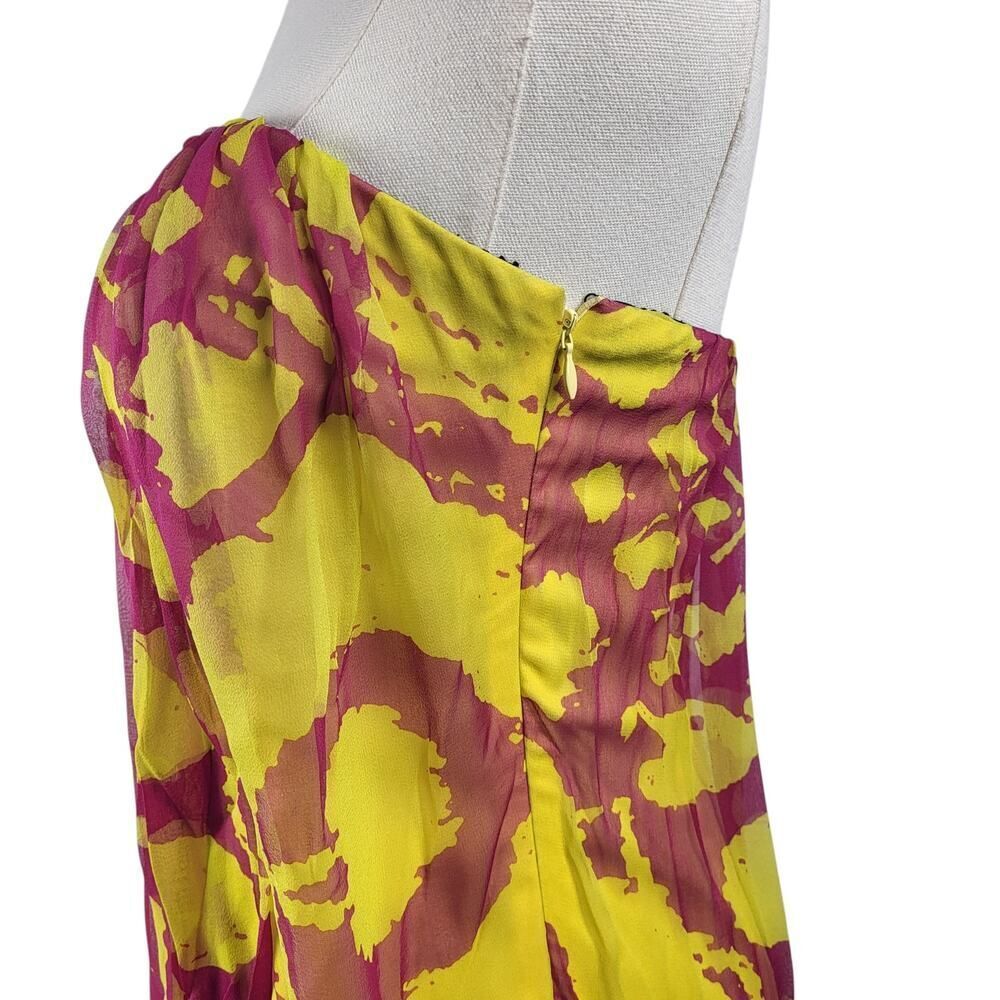 NEW Jay Godfrey SZ 6 Layered Silk Strapless Mini Dress Sheer Pink Green Overlay - Picture 9 of 15